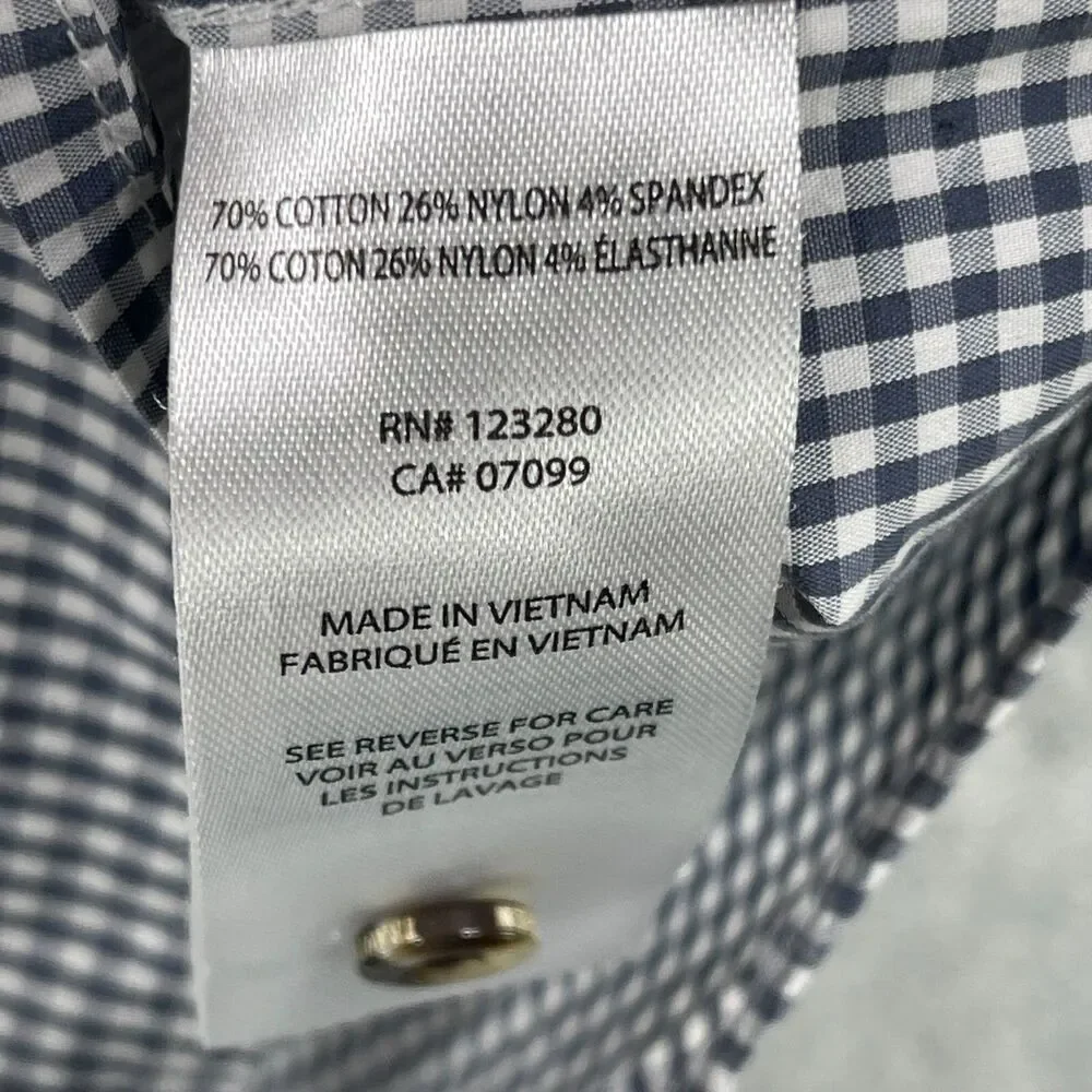 Travis Mathew Shirt Men's Large Black White Plaid Cotton Short Sleeve‎ Button-Up